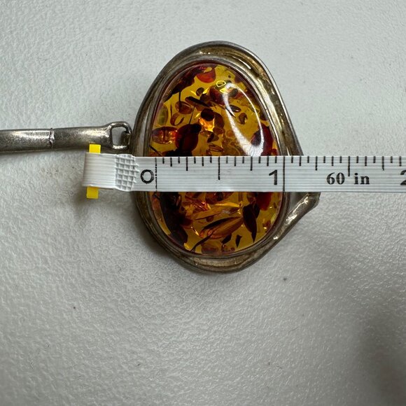 Vintage Baltic Amber Cabochon Project Salvage Piece Silver Part Repair Read - Picture 16 of 16